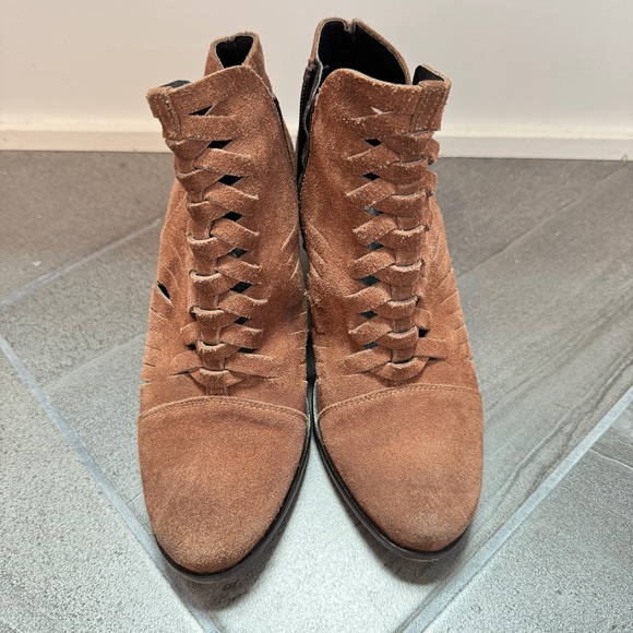Free People Suede Crisscross Ankle Booties 7.5 - Picture 3 of 7